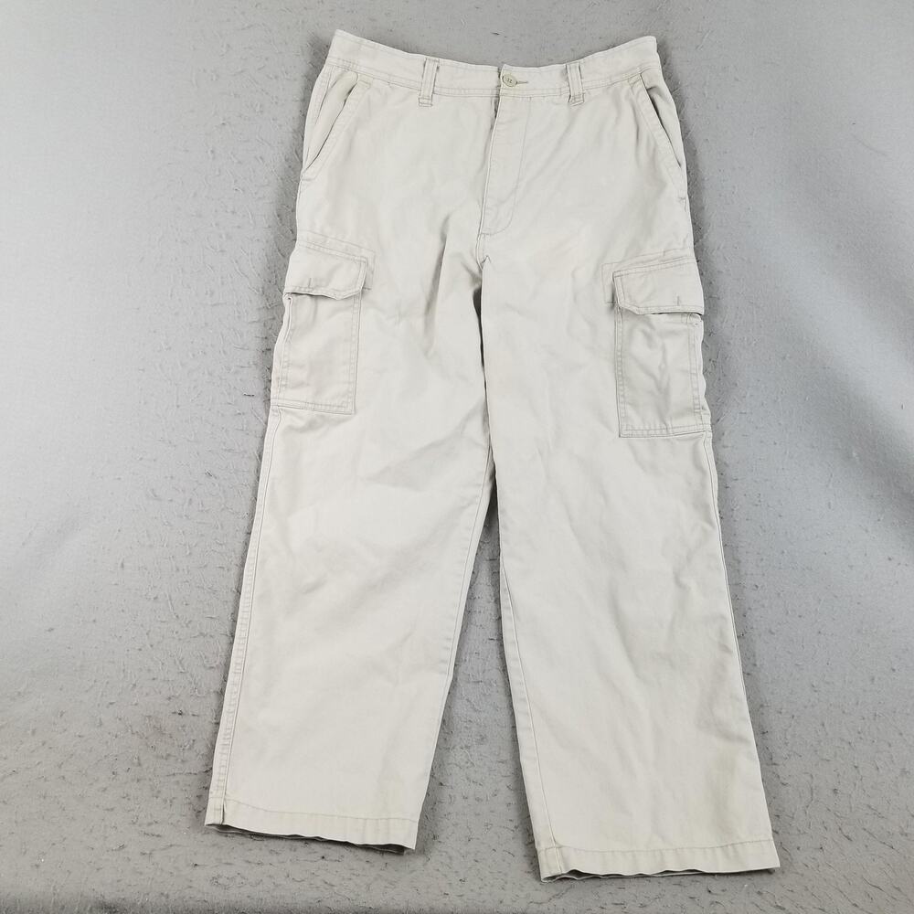 Old‎ Navy Cargo Pants Mens 33x30 Khaki Beige Relaxed Fit Cotton Flap Pockets
